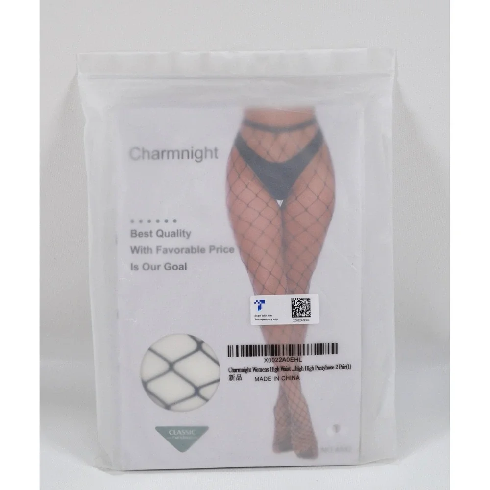 Charmnight Womens High Waist Fishnet Stockings High Pantyhose 2 Pair 4074 / 4542